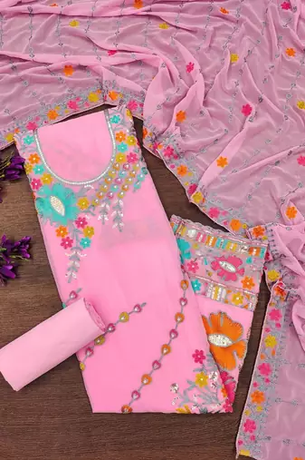 embroidered unstitched dress material