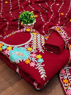 embroidered unstitched dress material 1