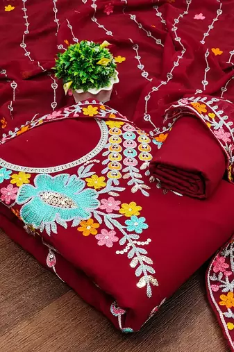 embroidered unstitched dress material