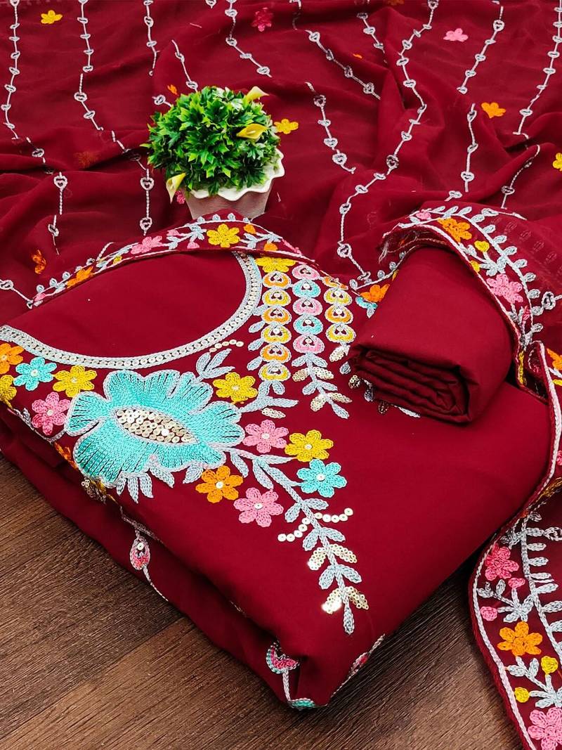 Embroidered Unstitched Dress Material