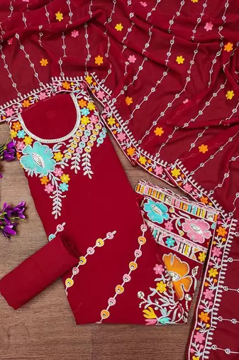 embroidered unstitched dress material
