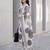 Off white printed pure cotton kurta trouser dupatta set