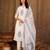 White printed pure cotton kurta trouser dupatta set