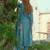 Blue embroidered liva kurta trouser dupatta set