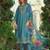Blue embroidered liva kurta trouser dupatta set