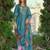 Blue embroidered liva kurta trouser dupatta set
