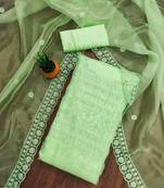 floral embroidered thread work organza unstitched dress material