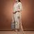 Cream printed silk blend kurta trouser dupatta set