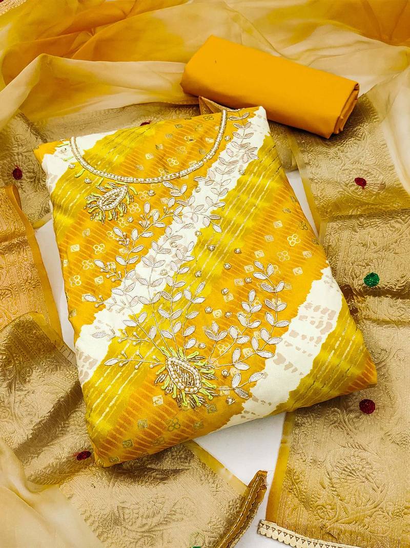 Embroidered Unstitched Dress Material