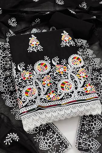 floral embroidered unstitched dress material