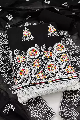 floral embroidered unstitched dress material