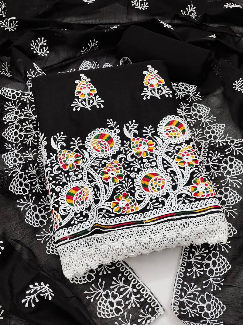 Floral Embroidered Unstitched Dress Material