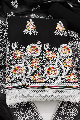 floral embroidered unstitched dress material