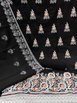 floral embroidered unstitched dress material 3