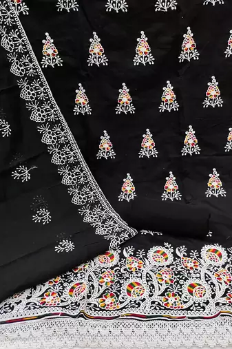 floral embroidered unstitched dress material