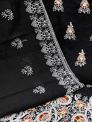 floral embroidered unstitched dress material 4