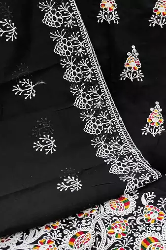 floral embroidered unstitched dress material