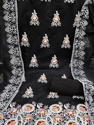 floral embroidered unstitched dress material 5
