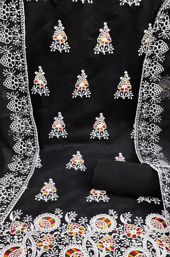 floral embroidered unstitched dress material
