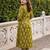 Green printed pure cotton kurta trouser dupatta set
