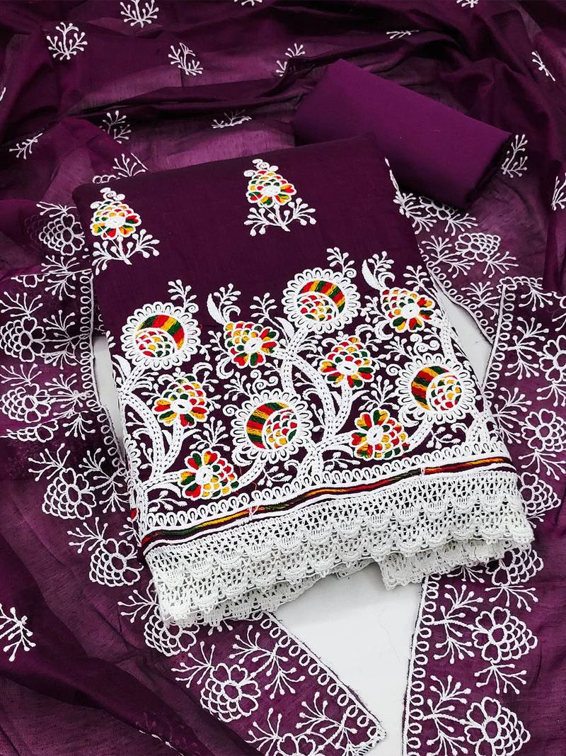 Embroidered Unstitched Dress Material