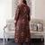 Brown printed pure cotton kurta trouser dupatta set