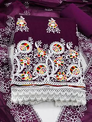 embroidered unstitched dress material 2