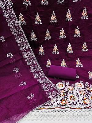 embroidered unstitched dress material 3