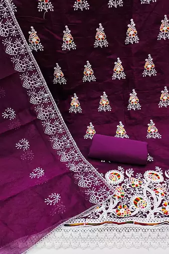 embroidered unstitched dress material