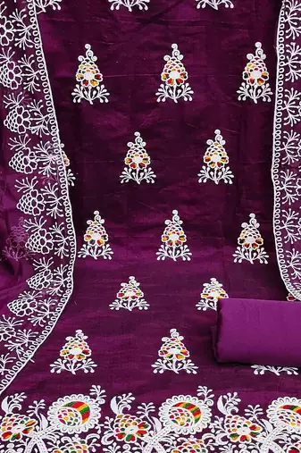 embroidered unstitched dress material