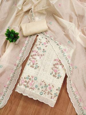 embroidered unstitched dress material 2