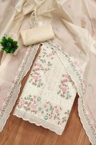 embroidered unstitched dress material