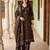 Black printed pure cotton kurta trouser dupatta set