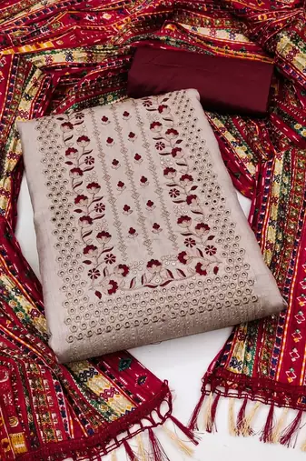 embroidered unstitched dress material