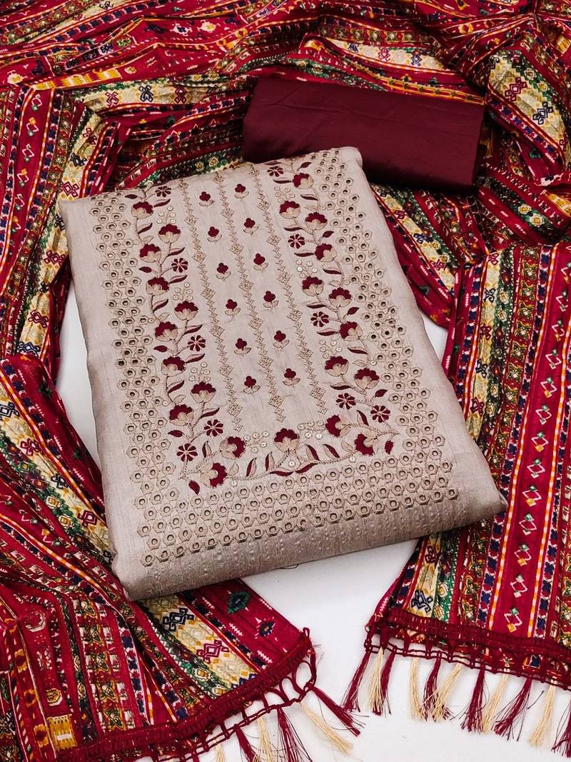 Embroidered Unstitched Dress Material