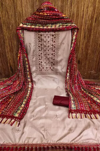 embroidered unstitched dress material