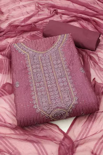 floral embroidered unstitched dress material