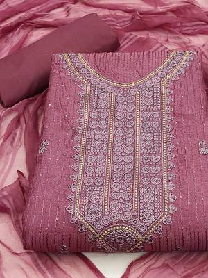 floral embroidered unstitched dress material 2