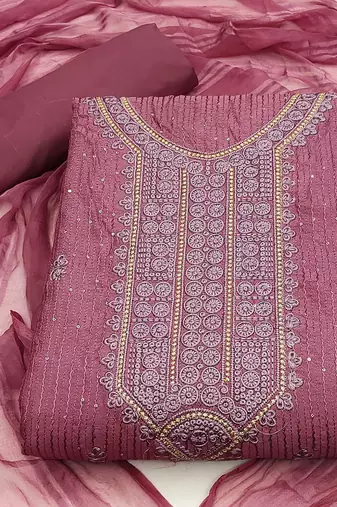 floral embroidered unstitched dress material