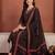 Black printed pure cotton kurta trouser dupatta set