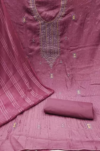 floral embroidered unstitched dress material