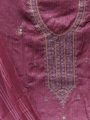 floral embroidered unstitched dress material 4