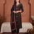 Black printed pure cotton kurta trouser dupatta set
