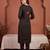 Black printed pure cotton kurta trouser dupatta set