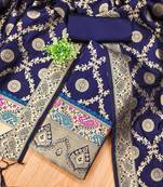 ethnic motifs woven design zari unstitched dress material