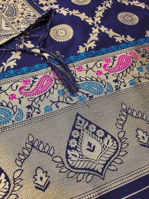 ethnic motifs woven design zari unstitched dress material 4