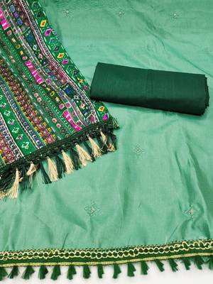 floral embroidered thread work unstitched dress material 4