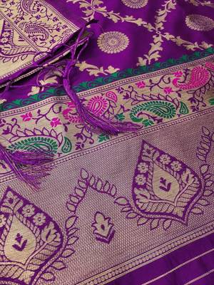 ethnic motifs woven design zari banarasi silk unstitched dress material 4