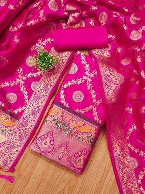 ethnic motifs woven design unstitched dress material 1
