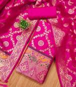 ethnic motifs woven design unstitched dress material